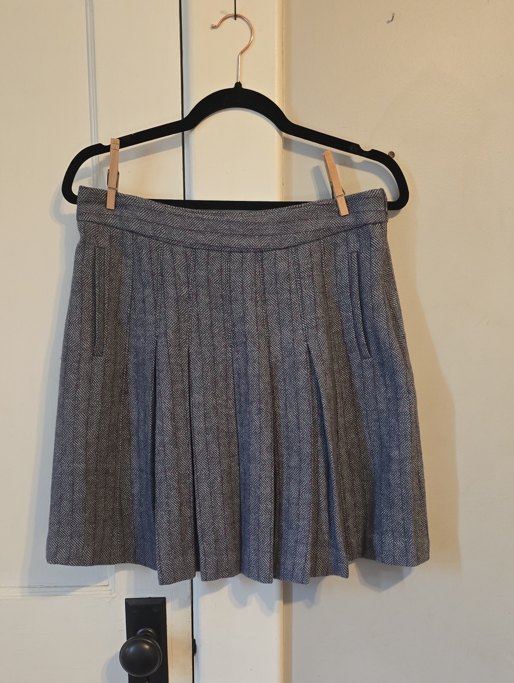 Odille Gray Pleated Tweed Skirt